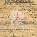 National Service Registration Card Alan Tomlinson